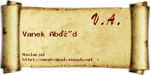 Vanek Abád névjegykártya